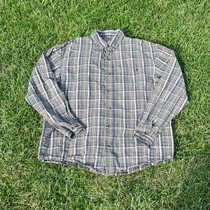 Green and Blue Long Sleeve Tee Casual Style